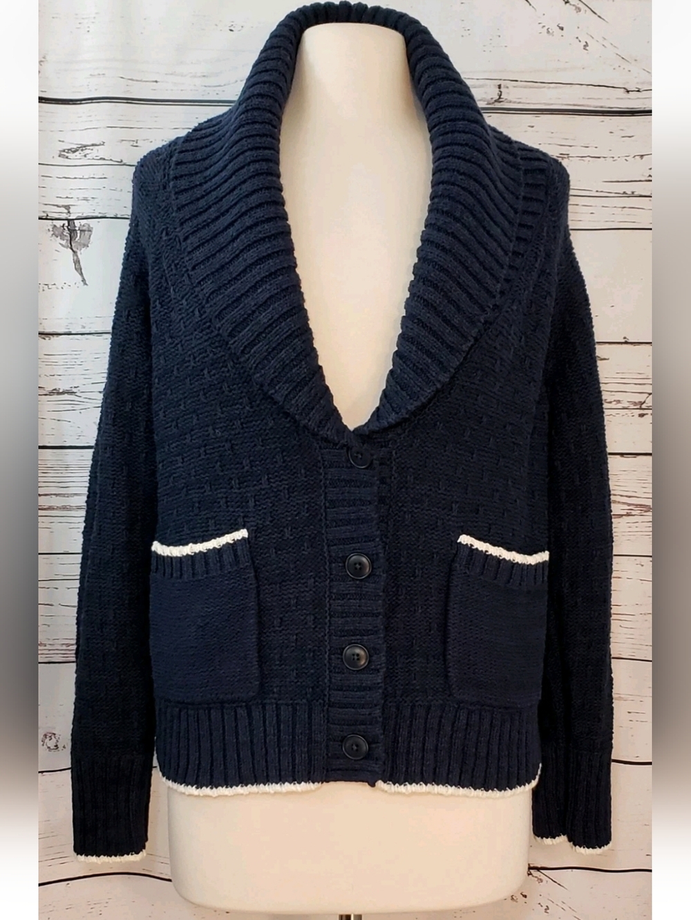Anthropologie Maeve Seahorse Cardigan Sweater, Size M, Blue, White *NEW & RARE!* - Picture 10 of 15